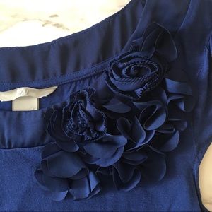 H&M Blue Top Embellished Flowers Small